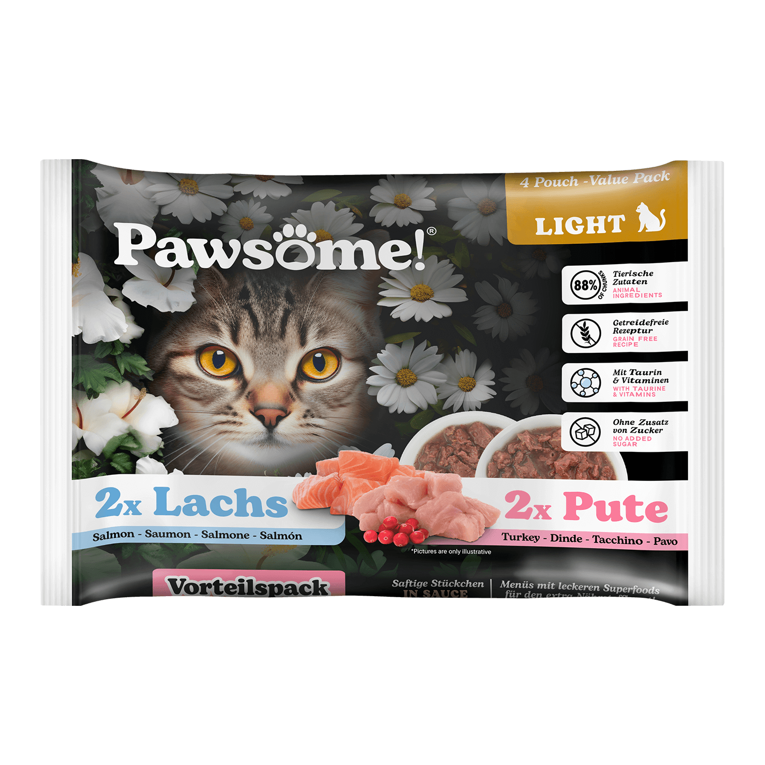 Pawsome!® Adult Light Pute/Lachs 85g 4er Pack