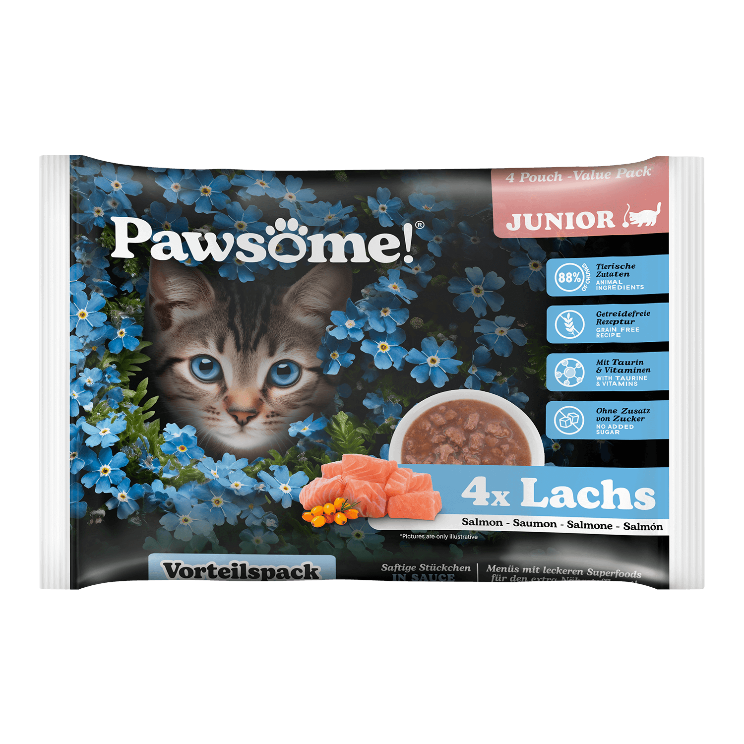 Pawsome!® Kitten Lachs 85g 4er Flowpack
